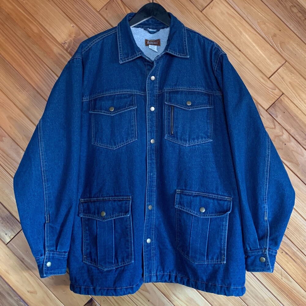 Vintage 80s/90s Denim Faux Shearling Lined Trucker Jacket